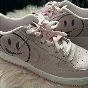 Nike Pink Suede Smiley air force 1s